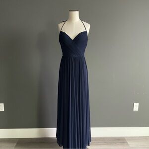 Sherri Hill Navy Strapless Criss-Cross Back Gown | Size 0